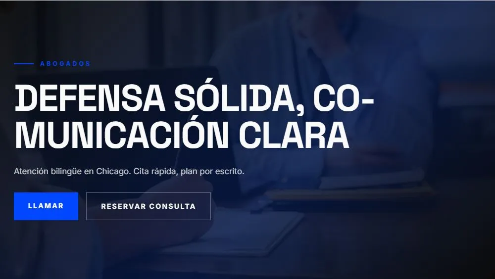 Sample law firm site with a dark, bold design.